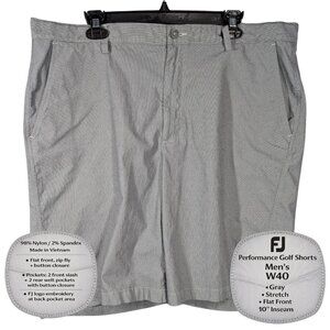 FootJoy FJ Performance Golf Shorts Mens W40 Gray Stretch Flat Front 10” Inseam